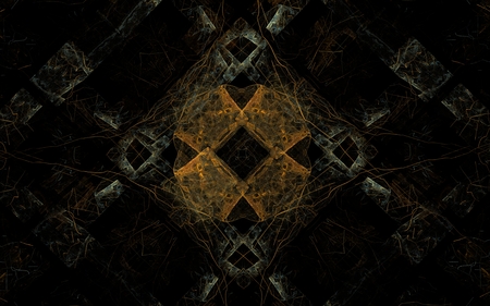 Image of abstract shapes and shapes of various sizes and colors on a dark backgroundの写真素材