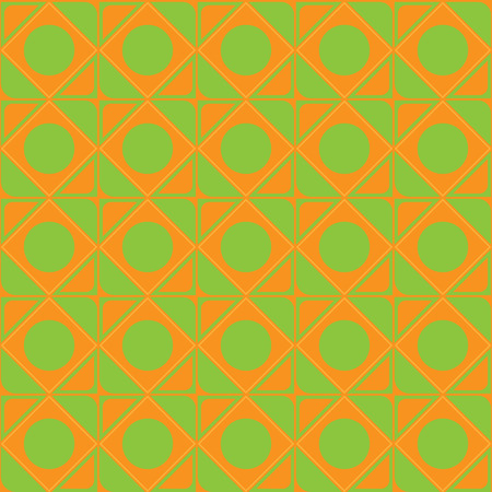 vector abstract ornament of orange, green shades seamless texture squares circles of corners for web design and computer graphics.のイラスト素材