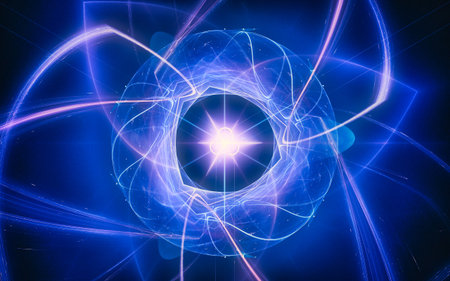 digital generated image in the form of abstract geometric shapes of various shades and colors for...