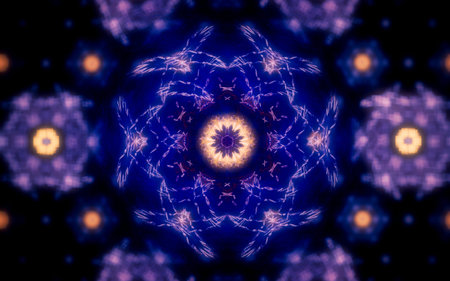 digital generated image in the form of abstract geometric shapes of various shades and colors for...