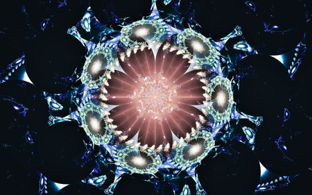 digital generated image in the form of abstract geometric shapes of various shades and colors for...