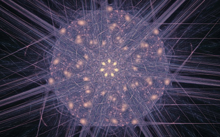 digital generated image in the form of abstract geometric shapes of various shades and colors for...