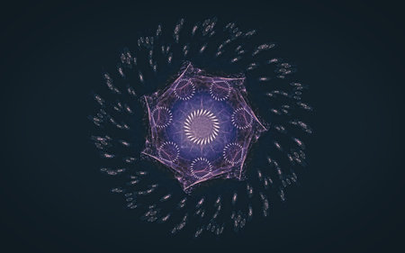 digital generated image in the form of abstract geometric shapes of various shades and colors for...