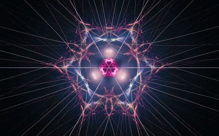 abstract illustration of a fantastic star with many rays on a black background.