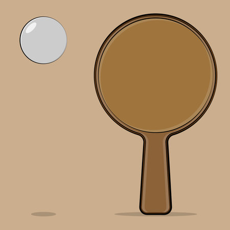 vector illustration sports equipment racket and   ball with highlights, shadows on a brown background.のイラスト素材