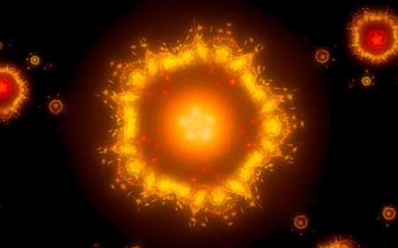 abstract illustration of a fantastic star with many rays on a black background.