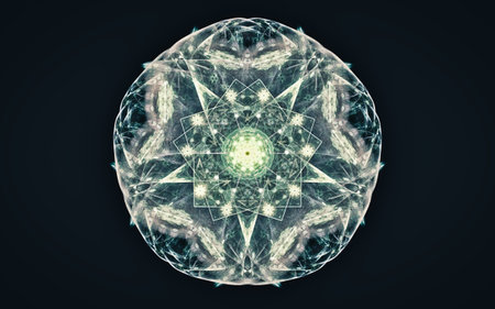 abstract illustration of a fantastic star with many rays on a black background.