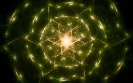 abstract illustration of a fantastic star with many rays on a black background.