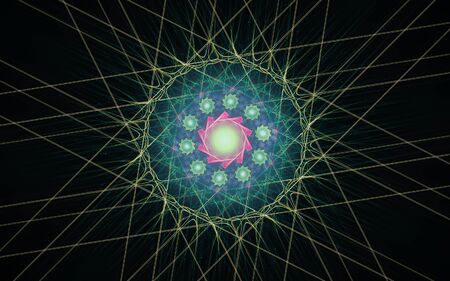 abstract illustration of a fantastic star with many rays on a black background.の写真素材