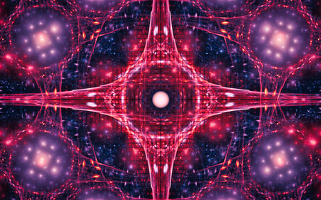 abstract illustration of a fantastic star with many rays on a black background.