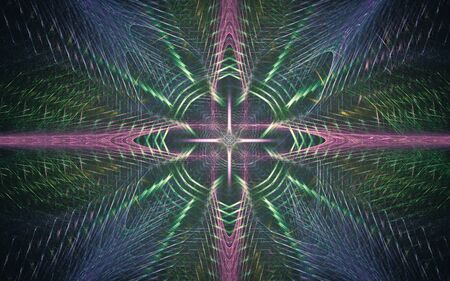 abstract illustration of a fantastic star with many rays on a black background.の写真素材