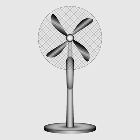 vector illustration home appliances floor fan with a round stand in gray shades with a gradient on a white background.のイラスト素材