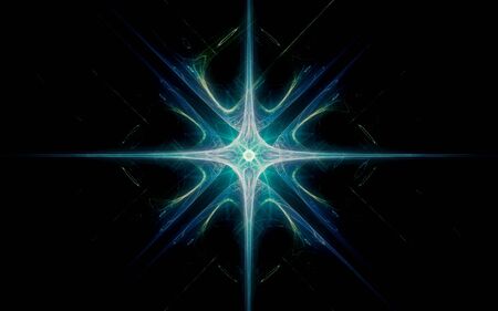 abstract illustration of a fantastic star with many rays on a black background.の写真素材