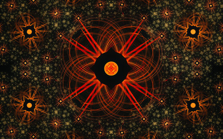 fantastic abstract symmetrical flower with petals consisting of a variety of geometric shapes of...