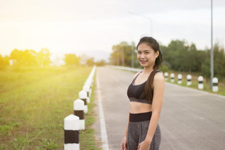 Beauitful Girl sport cloth look cameraの写真素材