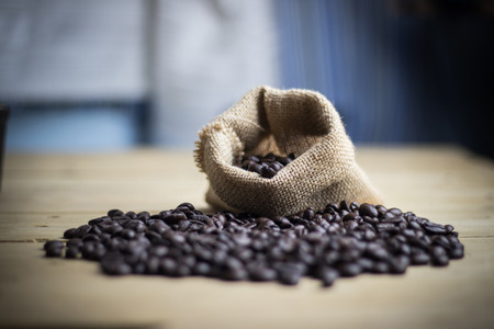 table of coffee and sackの写真素材