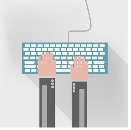 Business man hand typing on computer keyboard business technology concept, vector illustration eps10のイラスト素材
