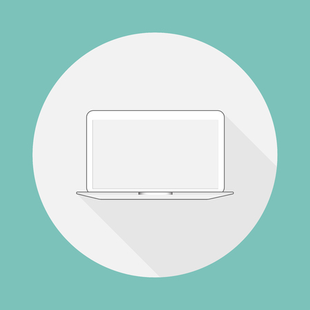 Laptop icon in circle with shadow, vector eps10 のイラスト素材