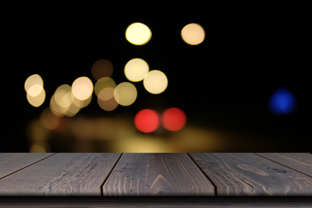 Wooden on front blurred abstract background, colorful bokehの写真素材
