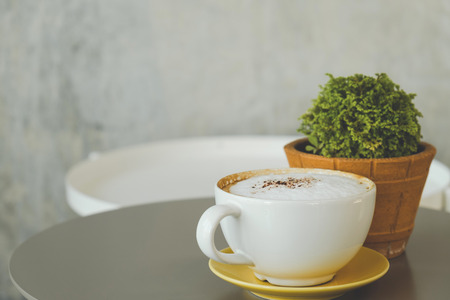 Coffee on the desk, copy space backgroundの写真素材