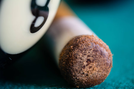 Billiardo ball number 8 and a stick, final hit and win to acchive your goalsの写真素材