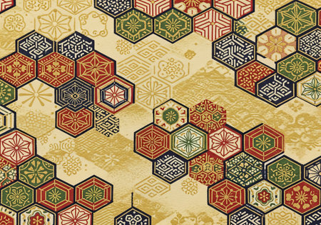 Japanese Hexagonal Tortoiseshell Pattern Traditional Backgroundの素材