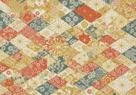 Japanese Geometric Diamond Pattern with Traditional Motifsの素材