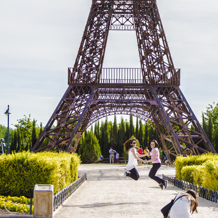 Torrejon de Ardoz, Madrid - May, 11, 2014   Child and adult fun on the attractions of  Europa Park  in Torrejon de Ardoz in Madridのeditorial素材