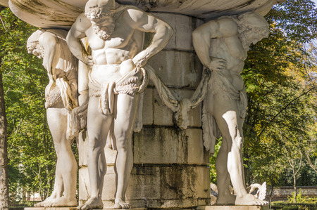 Source of Narcissus in the gardens of Aranjuez in Spain. Detail of sculpture.の写真素材