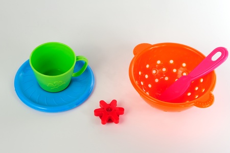 Plastic toy kitchenwareの写真素材