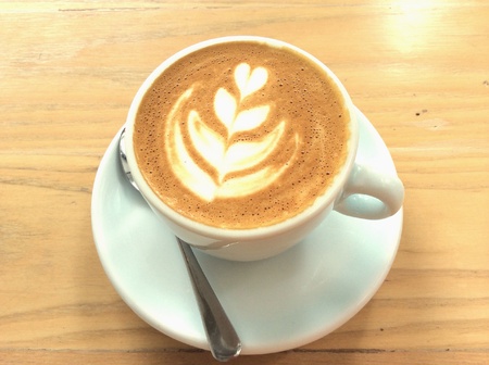 A cup of latte or cappuccino with latte artの素材