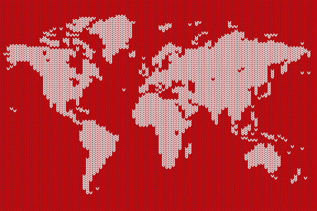 World map stylized knitted texture. Original vector illustration for Your design project.のイラスト素材