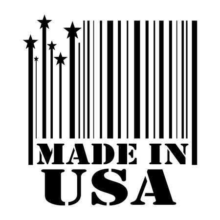 Bar code illustration with Made in USA inscription stamp style illustration.のイラスト素材