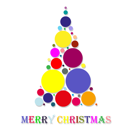 Abstract Christmas tree made of balls of different colorsのイラスト素材