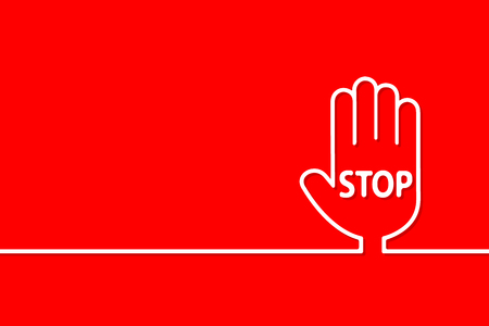 Stop sign passage is prohibited in the form of a palmのイラスト素材