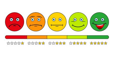 Customer satisfaction rating. The scale of emotions with smilesのイラスト素材