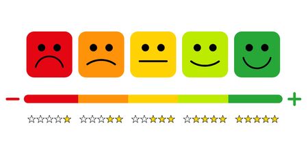 Customer satisfaction rating. The scale of emotions with smilesのイラスト素材