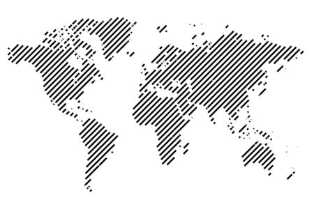 Original abstract world map created from parallel linesのイラスト素材