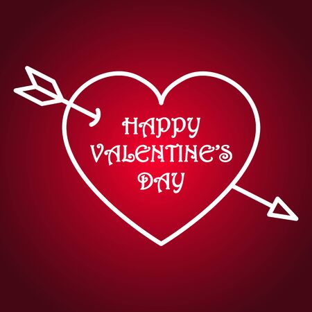 Bright colorful simple Valentines day card in the form of a heart with an arrow. Vector illustration.のイラスト素材