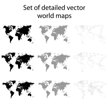 A set of detailed vector maps of the world in high resolution with and without borders.のイラスト素材