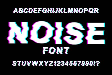 Modern abstract font of the English alphabet with the effect of interferenceのイラスト素材