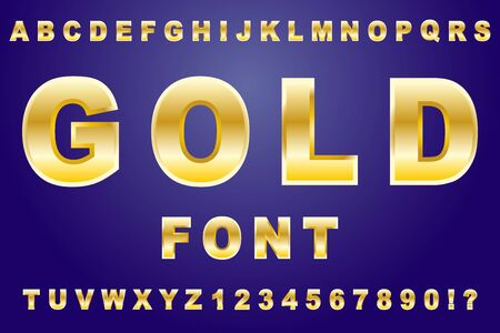 Vector design element of gold font numbers and typography english alphabet lettersのイラスト素材