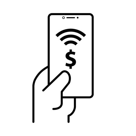 Simple icon for contactless payment using your smartphoneのイラスト素材
