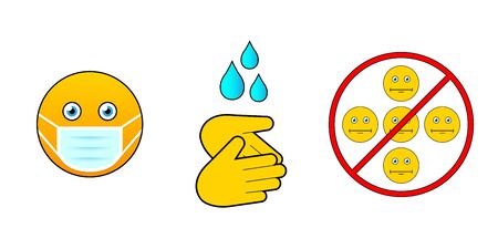 Set of icons for the prevention of infection with coronavirus covid-2019のイラスト素材