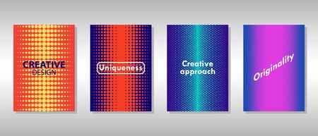 Colorful set of unique halftone covers for your projectsのイラスト素材