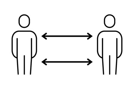 A simple icon sign for maintaining social distance between people for non-proliferation of a new coronavirusのイラスト素材