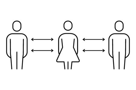 A simple icon sign for maintaining social distance between people for non-proliferation of a new coronavirusのイラスト素材