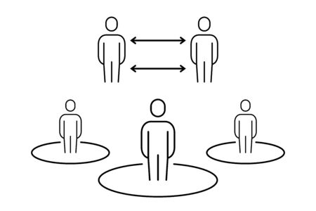 A simple icon sign for maintaining social distance between people for non-proliferation of a new coronavirusのイラスト素材