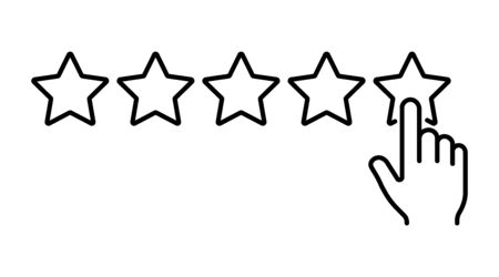 A simple icon of the hand pressing the fifth starのイラスト素材