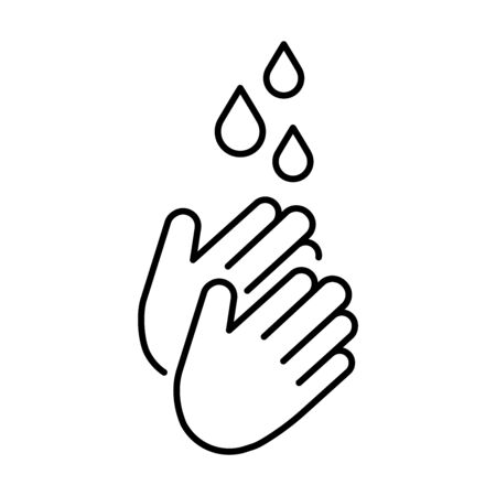 A simple icon for washing hands with water to prevent diseases of bacteria viruses and coronavirusesのイラスト素材